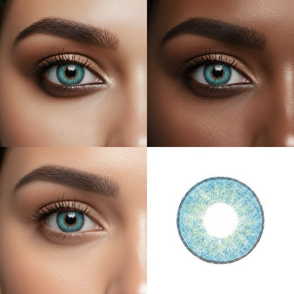 Caribbean Blue three tone contact lens