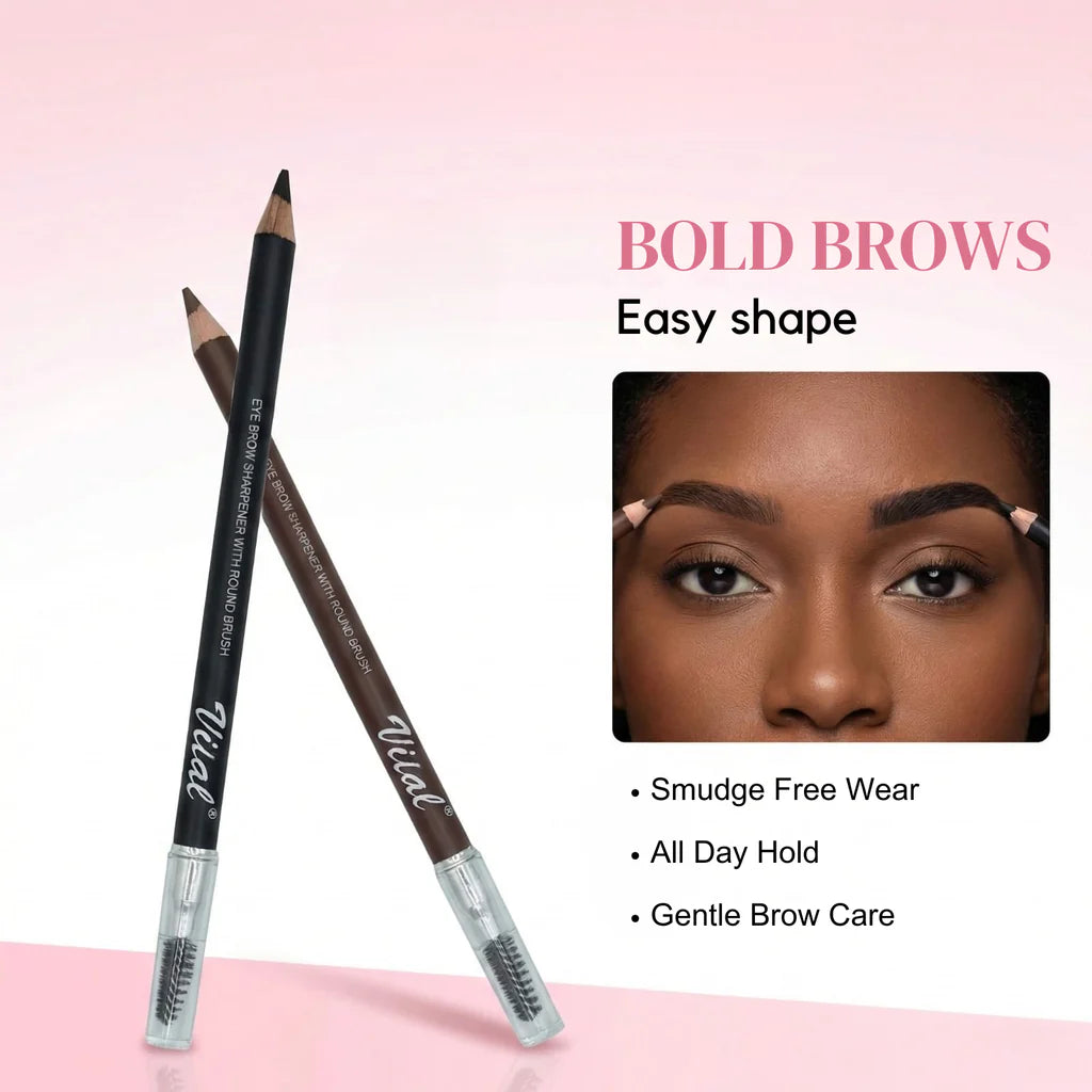 Eyebrow Sharpener With Round Brush Pencil