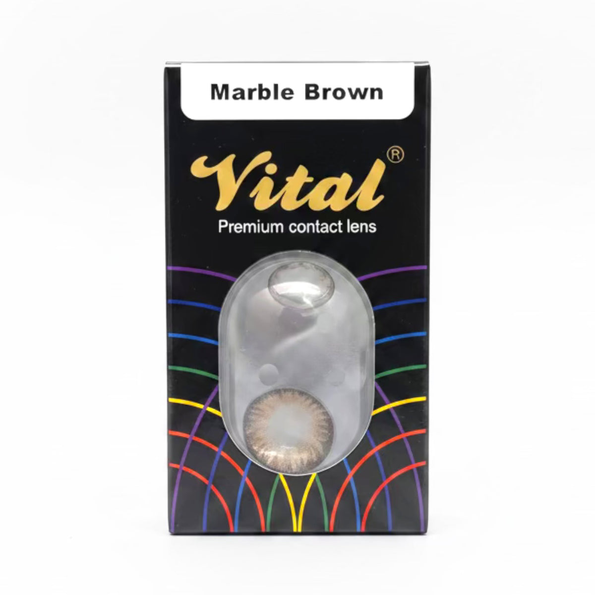 Marble Brown contact lens close up