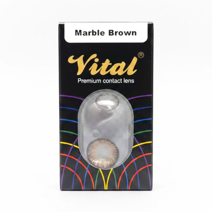 Marble Brown contact lens close up