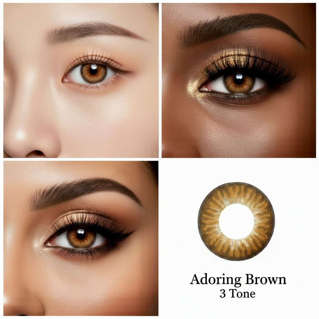 Vital Premium Contact Lens Adoring Brown Models Close Up