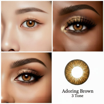 Vital Premium Contact Lens Adoring Brown Models Close Up