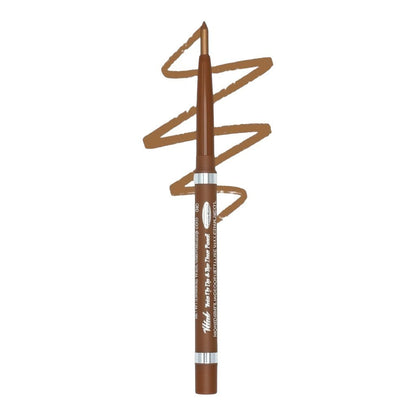 Vital Make Up Twist Up Lip & Eyeliner in Pure Gold. Dual-purpose pencil with metallic gold tip and brown barrel. Twist-up design.