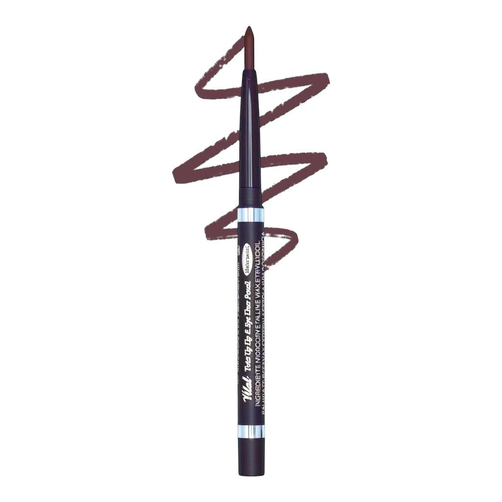 Vital Make Up Twist Up Lip & Eyeliner in Plum Pout shade. Dual-purpose pencil for lips and eyes with twist-up design.
